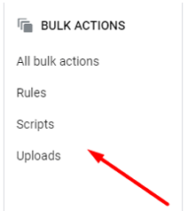 Scripts under Bulk uploads i Google Ads-interfacet